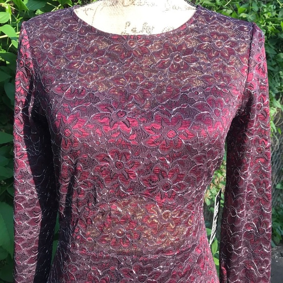 Express NWT Burgundy and Silver Cocktail Dress - Picture 6 of 6